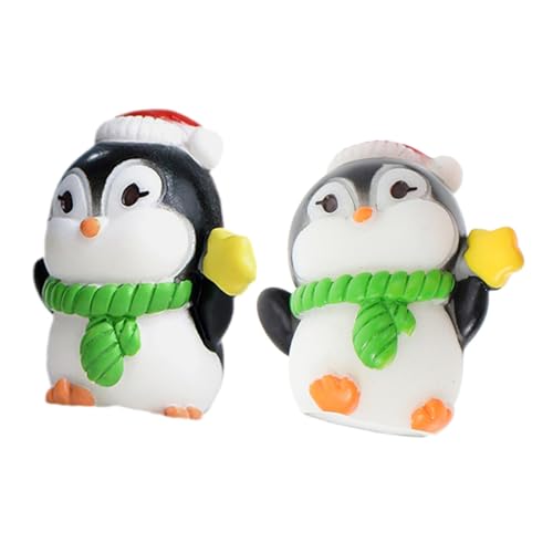 MAGICLULU Miniatur Deko Mini Pinguin Figuren Üße Pinguin Statue Für Miniatur Landschaftsdekoration Ideal Als Cake Topper Oder Für Puppenhaus Zubehör Mit Grünem Schal von MAGICLULU