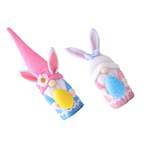 MAGICLULU 2 Stücke Kaninchen hält Eier Puppe hasenpuppe osterfiguren Geschenkideen Ostern osterpresente 0stergeschenke Miniatur Hase Formschnitt Plüschtiere Zwergenornamente Gnom-Puppe Stoff von MAGICLULU