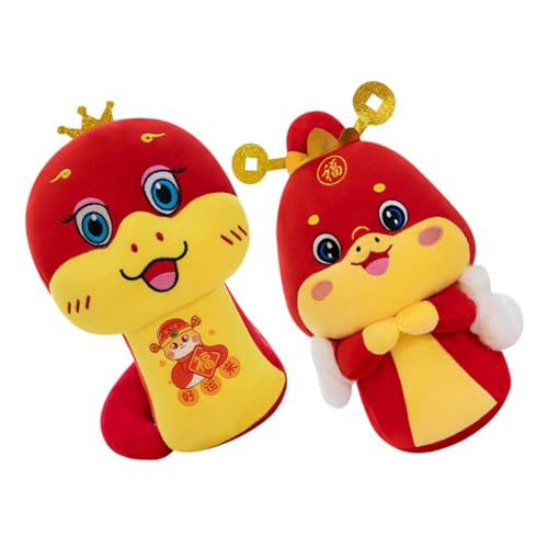 MAGICLULU 2St Jahr der Schlangen-Maskottchen-Puppe Drache Chinesisches Neujahr Zappelspielzeug für weißes Schlangenspielzeug Frühlingsfest Stofftier zahnlos PP Baumwolle rot von MAGICLULU