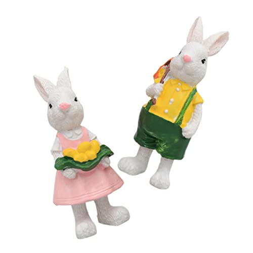 MAGICLULU 2St Kaninchen dekorative Ornamente Hase Plüsch Bausatz Animal Figures Easter Bunny Easter Decoration gartendeko tortendeko Einschulung Häschen-Kuchendekorationen Osterdekore Harz von MAGICLULU