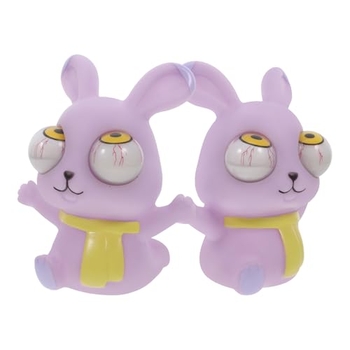 MAGICLULU 2St Starrendes Kaninchen tierische brille dickes Brötchen Miniaturtapete Hase Entspannungsspielzeug Niedliches Kuscheltier Pop-out-Augenquetschspielzeug Pu Violet von MAGICLULU