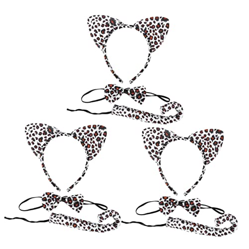 MAGICLULU 3 Sätze Cartoon Stirnband Set Katzenschwanz-cosplay Katzenohren Stirnband Katzenschwanz Kostüm Katzenohren Haarreifen Tierohr-cosplay Cosplay-tier-requisiten Tierkostüm Weiß Stoff von MAGICLULU