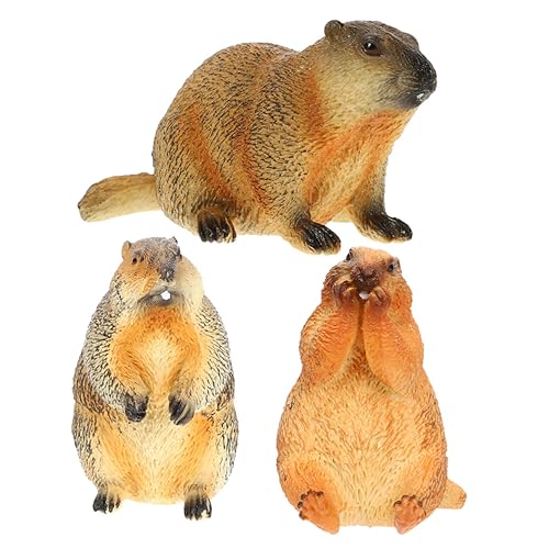 MAGICLULU 3 Stück Simulierte Wildtiere Kinderspielzeug Simulation Murmeltier Verzierung Kleine Murmeltier Dekoration Simulation Murmeltier Figur Murmeltier Statue Künstliche von MAGICLULU