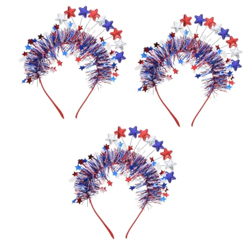 MAGICLULU 3 Teiliges Stirnband 4 Juli Dekoration 4 Juli Kopfschmuck 4 Juli Dekoration Patriotische Dekorationen Karnevals Haarschmuck 4 Juli Outfits Für Frauen Haarreifen von MAGICLULU