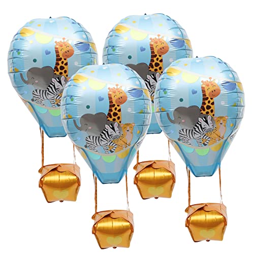 MAGICLULU 4 Stück Heißluftballon Ballons Heliumtank für Ballons wand polsterung hochzeitslaken Luftballons für Geburtstagsfeiern Geburtstagsparty liefert Aluminiumfolie Sky-blue von MAGICLULU