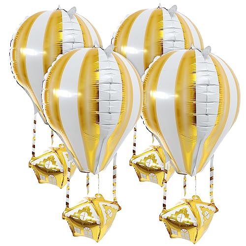 MAGICLULU 4 Stück Heißluftballon Partyballons Ballonfüllmaschine Ballon glänzen feenhafte Luftballons seidenband bandfeile Ballondekorationen Dekorative Luftballons Aluminiumfolie Golden von MAGICLULU