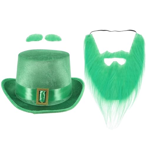 MAGICLULU St. Patricks Day Kostüme Hut Gesichtsbehaarung Kit Irish Festival Zubehör von MAGICLULU