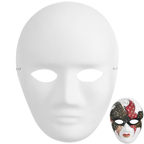 MAGICLULU 4 Stück Weiße DIY Vollgesichtsmasken DIY Unbemalte Maskerademaske Pappmaché-Masken Für Mardi-Maskerade Cosplay von MAGICLULU