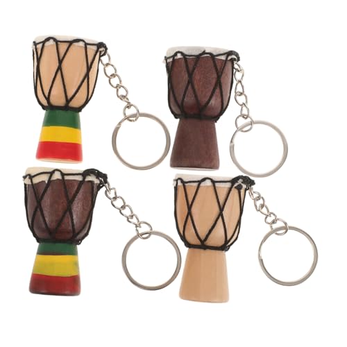 MAGICLULU 4 Teiliges Set Djembe Schlüsselanhänger Schlagzeuger Schlaginstrument Schlüsselanhänger Afrikanische Hand Percussion Schlüsselanhänger Große Trommel Schlüsselanhänger von MAGICLULU