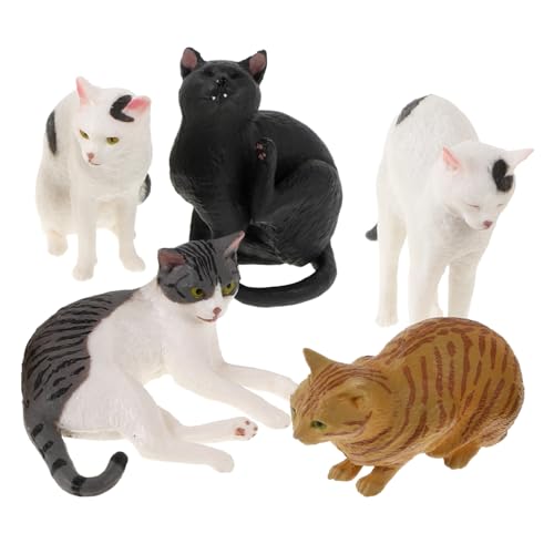 MAGICLULU 5-teiliges Set mit Realistischen Katzenfiguren Miniatur-katzenspielzeug Im Japanischen Stil Charmantes Design für Jungen und Mädchen von MAGICLULU