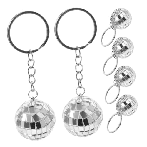 MAGICLULU 6st Disco-schlüsselanhänger Discokugel-kompaktspiegel Disco-kugel-partygeschenke Disco-kugel-kostüm Disco-ball-brille Disco-kugel-plakat Mini-disco-kugel Silver Zinklegierung von MAGICLULU