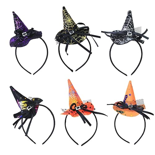 MAGICLULU 6st Hexenhut Stirnband Rot Mädchenkleidung Stirnbänder Verkleiden Halloween-haarreifen Hexenhut Stirnbänder Haarschmuck Hexenhut Aus Pailletten Hexen-stirnbänder Kind Teufel Bilden von MAGICLULU