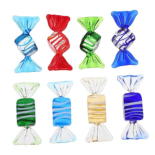 MAGICLULU 8St Süßigkeiten-Ornamente aus Glas Lutscher Pop Langlebige Glasornamente Süße Glasbonbons süssigkeiten gastgeschenke hochzeit Glasbonbon-Ornament Glas Süßigkeiten Handwerk von MAGICLULU