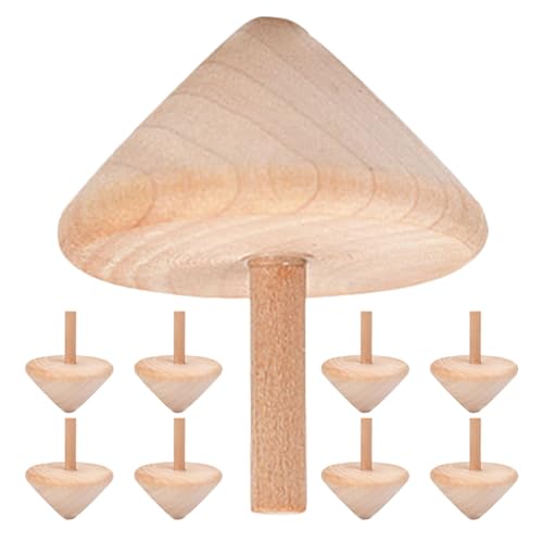 MAGICLULU 9St Kreiselspielzeug aus Holz Figur Dekoration Besteckunterlage Mini-Gyro Holztrommel Drehkreisel Kreiselhandwerk aus Holz Bemalte Kreisel aus Holz hölzern Beige von MAGICLULU