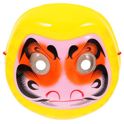 MAGICLULU Daruma-Maske Japanische Oni-Maske Monster-Hannya-Maske Cosplay-Requisite Dämon Hannya-Cosplay-Tiermasken Teufel Halloween-Party-Kostüm Gelb von MAGICLULU