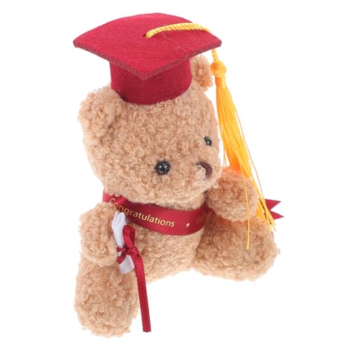 MAGICLULU Doktorhut Bär kuschelbären cuddly toy Graduierungsbär zum abschluss zum schulabschluss Plüsch Puppe Mini-Stoffbären abschluss ausgestopfter bär PP Baumwolle rot von MAGICLULU