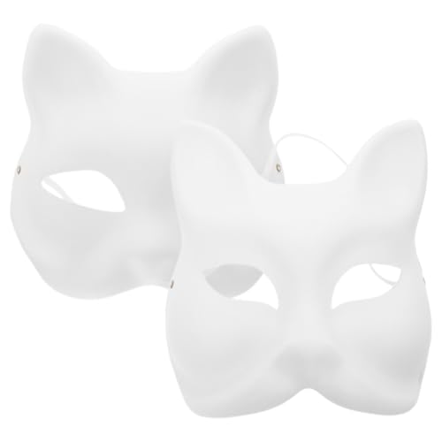 MAGICLULU Fuchsmasken Therian-Masken Weiße Katzenmasken Diy-Weiße Tiermaske Unbemalte Maskerademaske Leere Diy-Halloween-Maske Leere Maske Für Karneval Cosplay Tanzparty 2 Stück von MAGICLULU