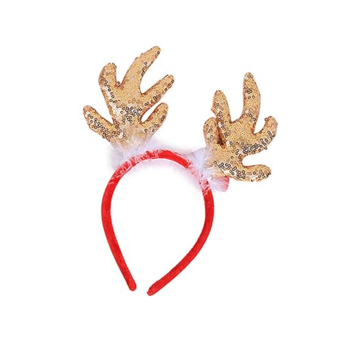 MAGICLULU Geweih Haarreifen Stirnband mit Rentierhörnern Kostüme für Erwachsene Geschenk goldene Haaraccessoires Party-Haarreifen Kopfschmuck für Weihnachten Kleidung Damen von MAGICLULU
