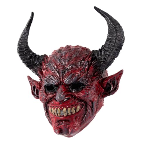 MAGICLULU Halloween Gesicht Teufelsmaske Gehörnte Dämonenmaske Gruselige Horn Geistermaske Für Cosplay Gruselige Monstermaske Für Maskeradepartys von MAGICLULU