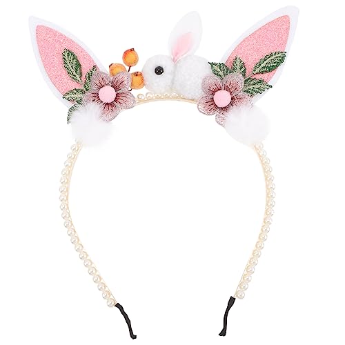 MAGICLULU Hasenohr Stirnband hasenohren fasching ostern haarschmuck Fuchs-Stirnband Make-up-Zubehör weißes Stirnband Haargummis Haarband im Hasenohr-Design Hasenkostüm Tier von MAGICLULU