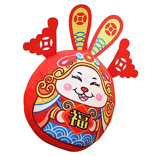 MAGICLULU Jahr des Kaninchen-plüschtiers Spielzeuge Kaninchen-Maskottchen- Hasenjahr Gefülltes Hasenspielzeug Chinesische Neujahrskaninchenpuppe Schönes Hasen-stofftier Pp Baumwolle von MAGICLULU