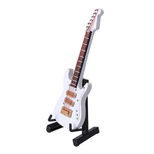 MAGICLULU Mini-e-Gitarren-Modell Bausatz Miniatur Gitarre Figur Gitarrendekor Gitarrenverstärker Aufblasbare Musikinstrumente Tragbare Gitarre Miniaturen Bausätze Bambus Weiß von MAGICLULU