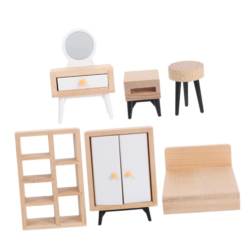 MAGICLULU Miniatur Puppenhaus Schlafzimmer Möbel Teilig aus Vollholz Inklusive Weißem Kleiderschrank Doppelbett Schminktisch Nachttisch Fördert Kreativität und Organisationsfähigkeit Leicht MAGICLULU Miniatur Puppenhaus Schlafzimmer Möbel Teilig aus Vollholz Inklusive Weißem Kleiderschrank Doppelbett Schminktisch Nachttisch Fördert Kreativität und Organisationsfähigkeit Leicht von MAGICLULU