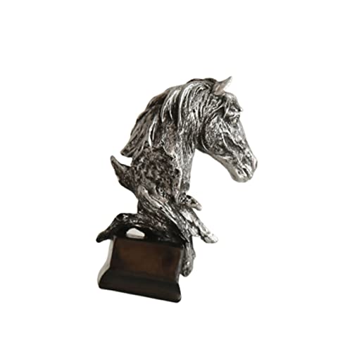 MAGICLULU Pferdekopfschmuck Desktop Salon Plüsch Kernstück Figur Rennpferd Reiter Zubehör Auto Schlüsselanhänger Pferdestatue Bastelset Silver von MAGICLULU