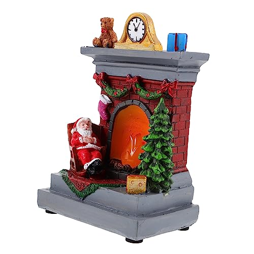 MAGICLULU Santa Nachtlicht Tischlampenstatue gefälschter Kamin Weihnachtskamin Schneemann Nachtlicht das licht würfelunterlage die nachttischlampe Santa p Party-Tischlampe Tischlicht Harz von MAGICLULU