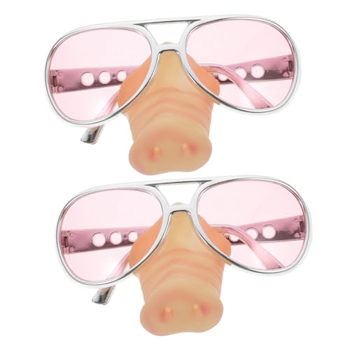 MAGICLULU Schweinenase-Brille 2 Stück Lustige Partybrille Neuheit Schweinenase-Brille Verkleidungsbrille Verkleidung Cosplay Sonnenbrille Kostüm Brille Für Kostüm Halloween Rosa von MAGICLULU