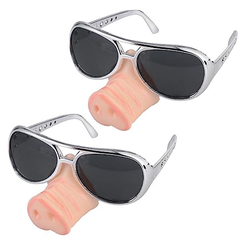 MAGICLULU Schweinenase-Brille 2 Stück Lustige Partybrille Neuheit Schweinenase-Brille Verkleidungsbrille Verkleidung Cosplay Sonnenbrille Kostüm Brille Für Kostüm Halloween Silber von MAGICLULU