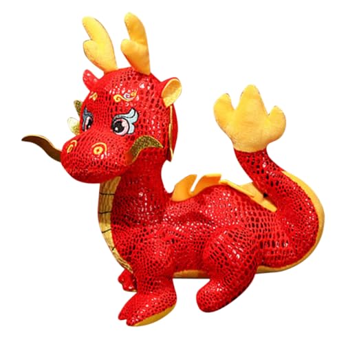 MAGICLULU Sternzeichen-Drachen-Puppe Plüsch anschmiegsames Kuscheltier Kinderspielzeug Babytrage Dekoration puppenaugen spielzeuge Drachenpuppenspielzeug Kuscheltier Drache PP Baumwolle rot von MAGICLULU