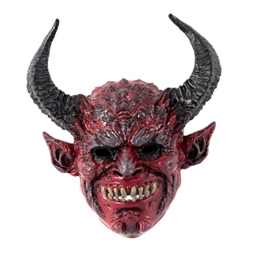 MAGICLULU Teufelshorn-Kapuzenmaske Cosplay-Maske Partymasken Unheimliche Maske gruselige maske Halloween-Maske rote Maske Halloween-Trompete gehörnte Teufelsmaske Halloween-Gruselmaske RP von MAGICLULU