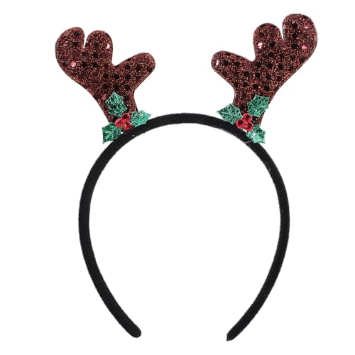 MAGICLULU Weihnachten Rentier Geweih Stirnband Pailletten Weihnachten Hirschgeweih Ohren Kopfbedeckung Frauen Elch Rehkitz Horn Haarband Haar Urlaub Party Cosplay Kostüm Handgefertigte von MAGICLULU