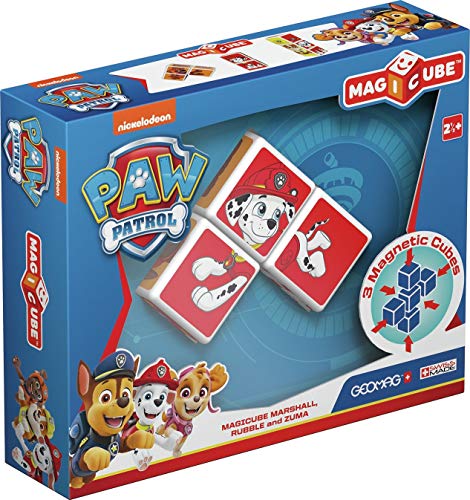 Geomag MagiCube PAW PATROL 078 Marshall, Rubble and Zuma 3 Magnetwürfel für Konstruktionen von Geomag