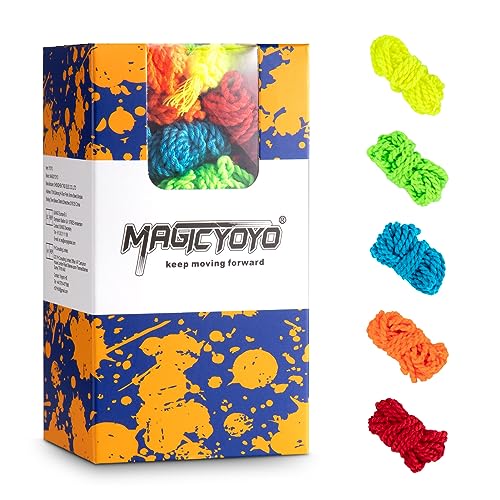 MAGICYOYO 50-Pack Yoyo Strings Pro 100% Polyester, 43.3 Zoll/110cm Ersatz JoJo String für reaktive und unreaktive Yo yo Strings, Regenbogenfarben Blau/Grün/Orange/Gelb/Rot von MAGICYOYO