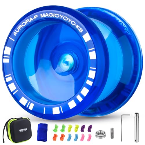 MAGICYOYO JoJo K3 Aurora-p, Profi JoJo mit Leerlauf und Kugellager, Responsive und Unresponsive Yoyo für Kinder, Doppelzweck Trick Jo Jo für Erwachsene, mit 12-Saiten, Lagersatz, Gehäuse MAGICYOYO JoJo K3 Aurora-p, Profi JoJo mit Leerlauf und Kugellager, Responsive und Unresponsive Yoyo für Kinder, Doppelzweck Trick Jo Jo für Erwachsene, mit 12-Saiten, Lagersatz, Gehäuse von MAGICYOYO
