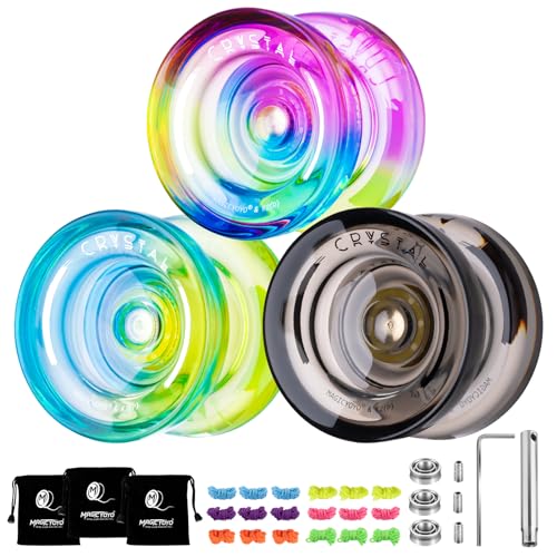 MAGICYOYO JoJo Kinder K2 Packung 3, Responsive Yoyo Profi JoJo Mit Leerlauf, Stunt JoJo Unresponsive JoJo Erwachsene, Trick JoJo Dual Zweck Jo Jo für Kinder, Mit Lager, 18 Yoyo Strings, Jo Jo Fall von MAGICYOYO