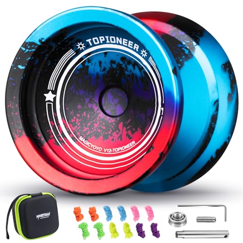 MAGICYOYO Jojo V12 Finger Spin Yoyo Responsive Yoyo für Kinder von 8 Jahren oder älter, Profi Jo Jo mit Doppelzweck für Anfänger und Fortgeschrittene, Trick Jojo mit 12 Yo Yo Saiten, Yo-Yo-Zubehör-Set von MAGICYOYO