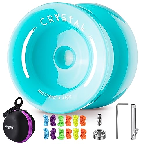 MAGICYOYO JoJo für Kinder, Responsive Yoyo für Anfänger, Professionelles Unresponsive Yoyo für Fortgeschrittene, 12 Yo Yo Saiten, Jo Jo Tasche, Abziehwerkzeug, Achse(Himmelblau) von MAGICYOYO