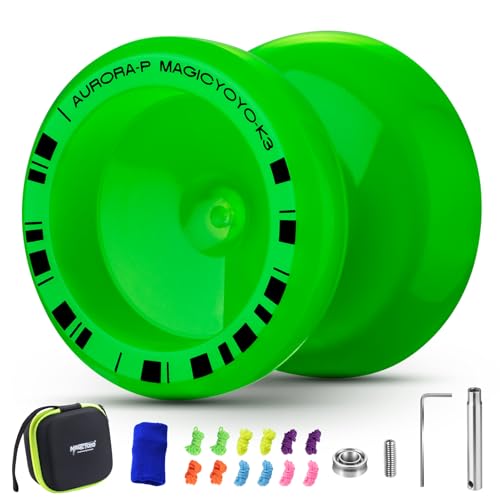 MAGICYOYO K3 Aurora-P Leuchtend Grün, JoJo mit Leerlauf und Kugellager, Profi Jo Jo für Kinder und Erwachsene, Trick Jo-jo mit Responsive & Unresponsive, Magic Yoyo mit 12 Seilen, Zubehörset MAGICYOYO K3 Aurora-P Leuchtend Grün, JoJo mit Leerlauf und Kugellager, Profi Jo Jo für Kinder und Erwachsene, Trick Jo-jo mit Responsive & Unresponsive, Magic Yoyo mit 12 Seilen, Zubehörset von MAGICYOYO