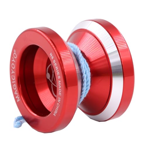 MAGICYOYO N8 Profi Responsive JoJo & Unresponsive Jojos für Kinder, Teen, Erwachsene Yo-yo, Anfänger bis Fortgeschrittene N8 Jo Jo Metall mit Unresponsive Lager+ Entferner+ 10 Jo-Jos-Saiten (Rot) von MAGICYOYO