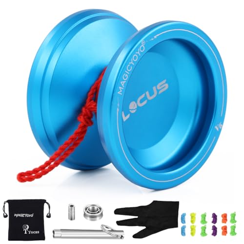 MAGICYOYO Pro Responsive JoJo mit Nicht reagierendem Jojos-Lager für Kinder, Professionell String Trick Jo-jo, Magic Yoyo V6-Plus LOCUS Metall JoJo Set, Blau von MAGICYOYO