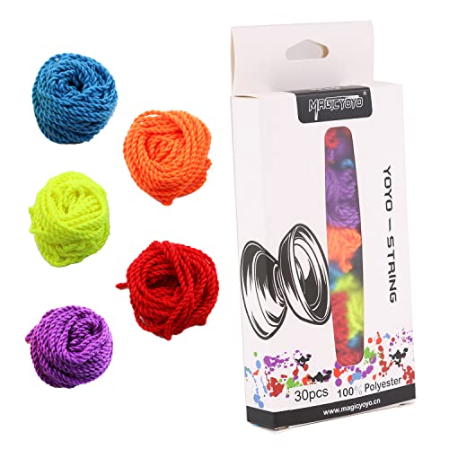 MAGICYOYO Professionelle JoJo-Saiten, 100 % Polyester, für reaktionsschnelle und Nicht reagierende Jo-Jos, Blau, Grün, Weiß, Gelb, Orange, 30 Stück von MAGICYOYO