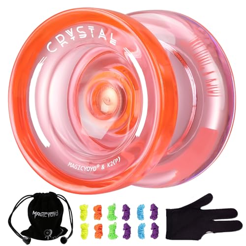 MAGICYOYO Profi JoJo für Kinder, Responsive Jo-jos für Anfänger, Magic Yoyo K2 Crystal orange Reaktionsfähiger Jo-jo Set für Jungen, Mädchen Jojos von MAGICYOYO