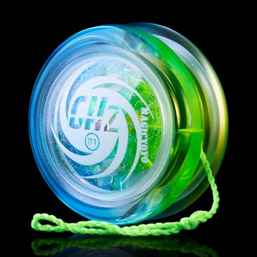 MAGICYOYO Reaktionsschnell JoJo für Kinder, 2A Looping Yoyo D1 GHZ, Kristall blau Gelb Farbverlauf Yoyo, Anfänger JoJo mit 6 JoJo-Schnüren von MAGICYOYO