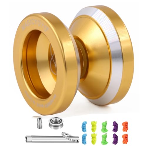 MAGICYOYO N8 JoJo Professionelle Jo-jo Responsive & Unresponsive für Kinder, Teen, Erwachsene – Metall Jo Jo für Anfänger bis Profis mit Unresponsive Lager+ Entferner & 10 Yo-yos-Saiten, Gold von MAGICYOYO