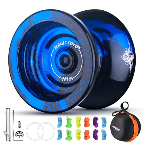 MAGICYOYO Responsive YoYo für Kinder, Professionelles YoYo N11 Plus mit Dual Purpose Modus, Metall YoYo Unresponsive für Fortgeschrittene + YoYo Bearing Kit + 12 YoYo Strings + YoYo Case von MAGICYOYO