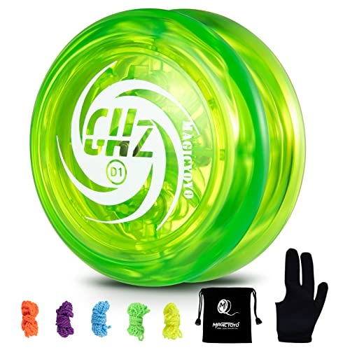 MAGICYOYO Responsive Yoyo D1 GHZ, Professionelle Looping JoJo für Kinder Jo-jo für Anfänger mit 6 Yoyo-Saiten, Yoyo Handschuh, Tasche (Green) von MAGICYOYO