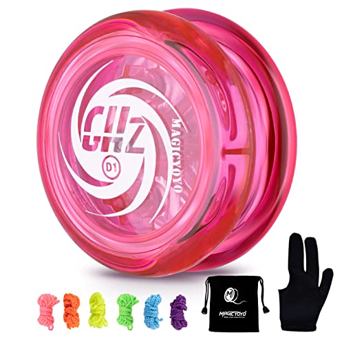 MAGICYOYO JoJo Kinder D1, Profi 2A Looping Yoyo, Responsive Yo Yo for Kinder und Anfänger, Durable Plastic with 6 Yoyo Strings + Jo jo Glove + Yo-yo Storage Bag (Kristallrosa) von MAGICYOYO